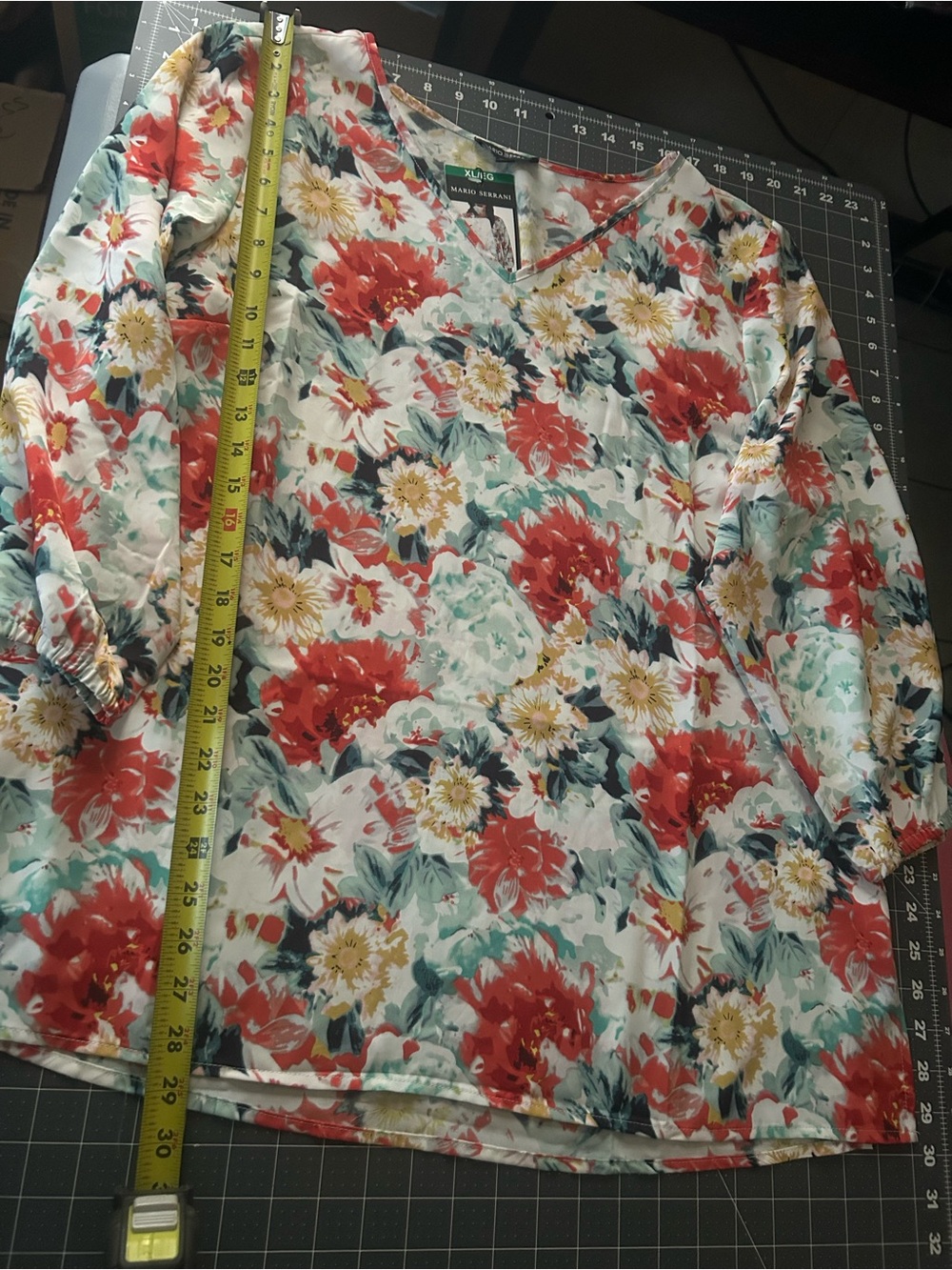 Mario Serrani Multi-Color Floral V-Neck Blouse